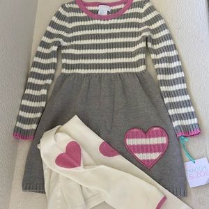 NWT Maggi & Zoe Girls Knit Dress Tights Set Sz 5 6